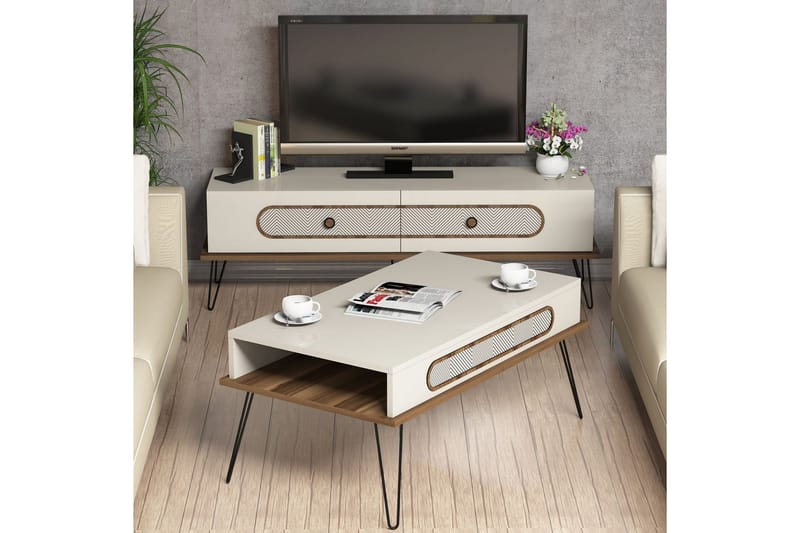 TV-møbelsett Amtorp 145 cm - Brun/Hvit - TV-møbelsett