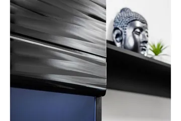 Apryl Modern TV mediamøbel med vitrineskap og LED-belysning - Svart / Tre / Glass - Møbler - TV- & Mediamøbler - TV-møbelsett