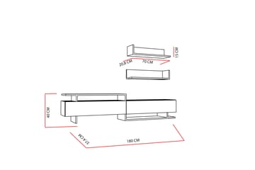 Ayaze TV-benk - Hvit - Møbler - TV- & Mediamøbler - TV-møbelsett