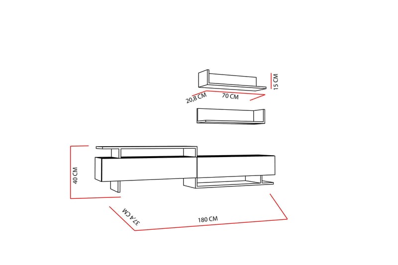 Ayaze TV-benk - Hvit - Møbler - TV- & Mediamøbler - TV-møbelsett