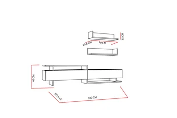 Ayaze TV-benk - Hvit - Møbler - TV- & Mediamøbler - TV-møbelsett