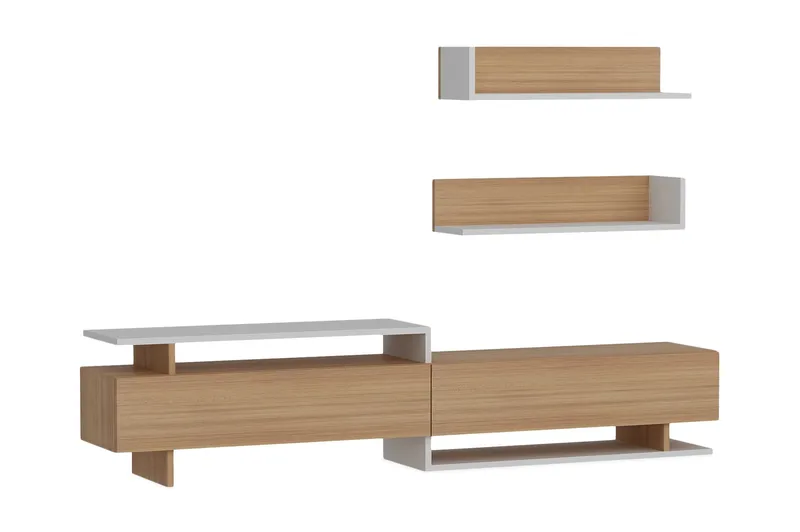 Ayaze TV-benk - Hvit/Brun - Møbler - TV- & Mediamøbler - TV-møbelsett