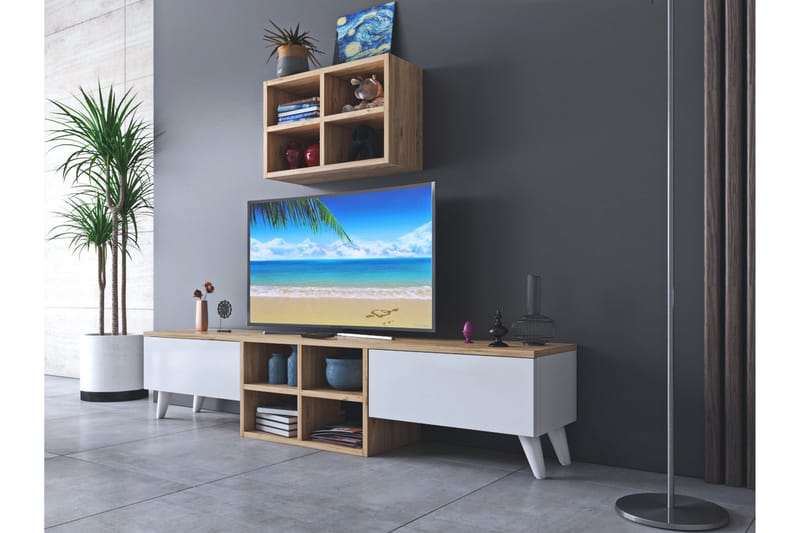 TV-møbelsett Betao Perez 160 cm - Mørkebrun/Hvit - TV-møbelsett