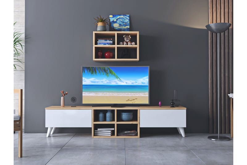 TV-møbelsett Betao Perez 160 cm - Mørkebrun/Hvit - TV-møbelsett