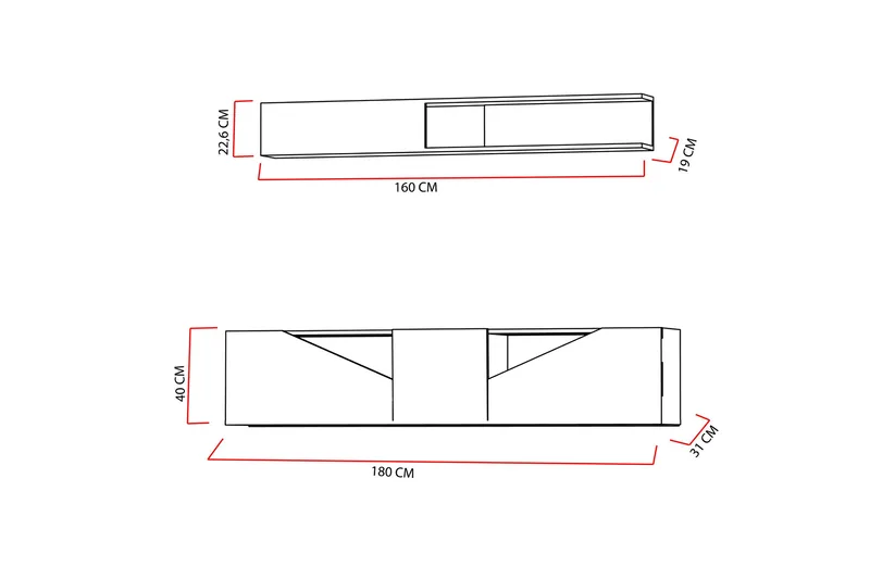 Decorotika TV-benk med Hylle - Møbler - TV- & Mediamøbler - TV-møbelsett
