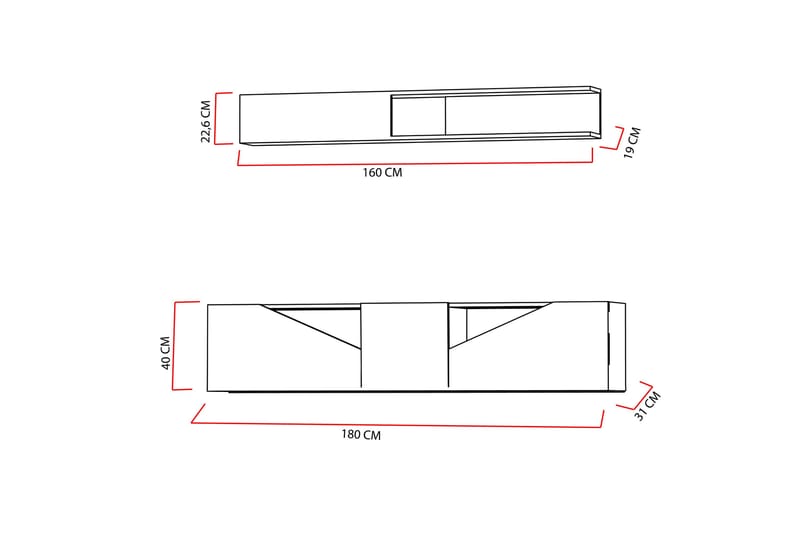 Decorotika TV-benk med Hylle - Møbler - TV- & Mediamøbler - TV-møbelsett