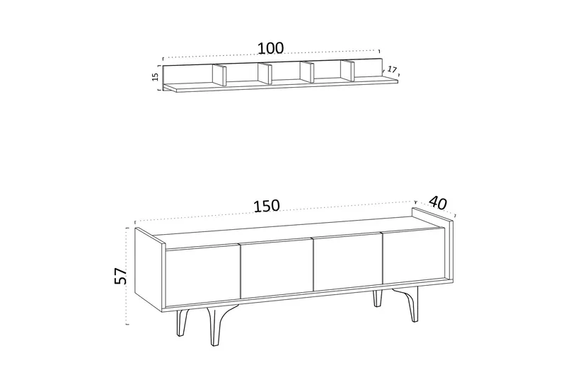 Desgrar Tv-möbelset 150x57 cm - Blå - Møbler - TV- & Mediamøbler - TV-møbelsett