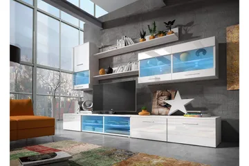 Devillez TV-Møbelsett 250 cm - Hvit - Møbler - TV- & Mediamøbler - TV-møbelsett