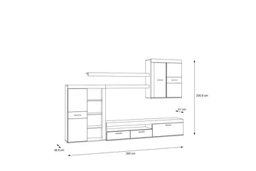Dolnis Tv-møbelsett 41x300 cm - Brun/Grå - Møbler - TV- & Mediamøbler - TV-møbelsett