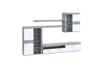 Dolnis Tv-møbelsett 41x300 cm - Hvit/Grå - Møbler - TV- & Mediamøbler - TV-møbelsett