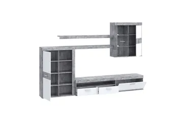 Dolnis Tv-møbelsett 41x300 cm - Hvit/Grå - Møbler - TV- & Mediamøbler - TV-møbelsett