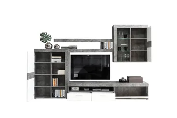 Dolnis Tv-møbelsett 41x300 cm - Hvit/Grå - Møbler - TV- & Mediamøbler - TV-møbelsett