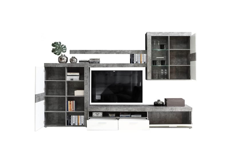 Dolnis Tv-møbelsett 41x300 cm - Hvit/Grå - Møbler - TV- & Mediamøbler - TV-møbelsett