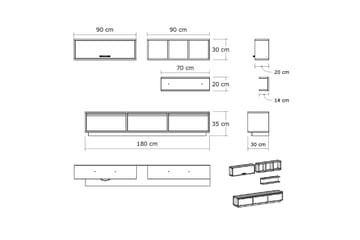 Elegancia Mediaoppbevaring 180 cm - Møbler - TV- & Mediamøbler - TV-møbelsett