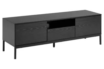 Hasslevik Tv-møbelsett 140 cm 2 Dører + Skuff - Svart/Matt Svart - Møbler - TV- & Mediamøbler - TV-møbelsett