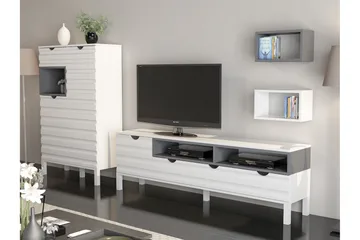 Hejde TV-Benk 180 cm - Hvit/Grå - Møbler - TV- & Mediamøbler - TV-møbelsett