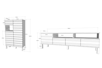 Hejde TV-Benk 180 cm - Hvit/Grå - Møbler - TV- & Mediamøbler - TV-møbelsett