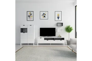 Hejde TV-Benk 180 cm - Hvit/Grå - Møbler - TV- & Mediamøbler - TV-møbelsett