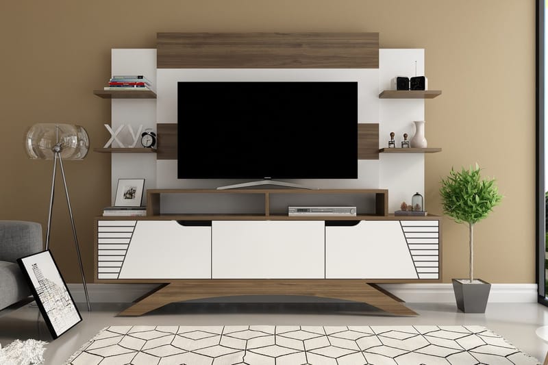 Hejde TV-møbelsett 149 cm, Brun/Hvit