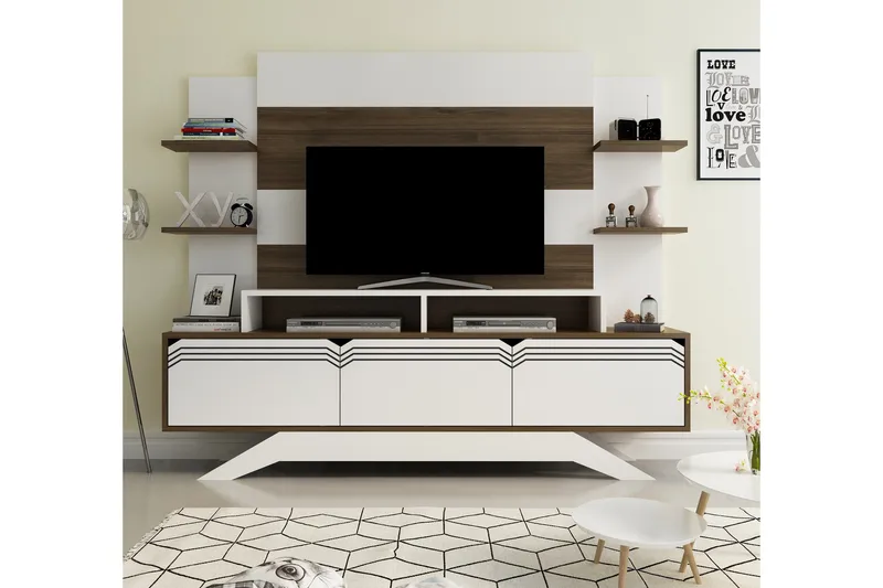 Hejde TV-møbelsett 149 cm - Hvit/Brun - Møbler - TV- & Mediamøbler - TV-møbelsett