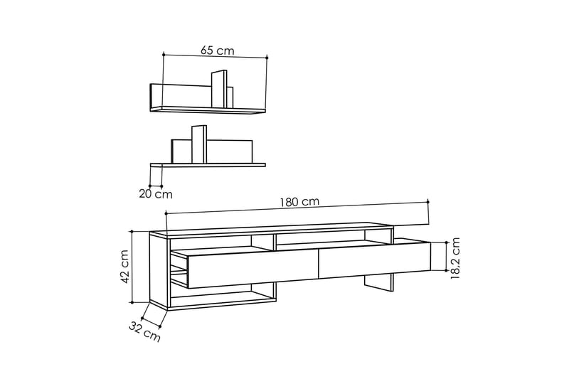 Homitis TV-benk med Vegghyller - Møbler - TV- & Mediamøbler - TV-møbelsett