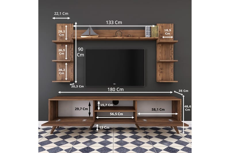 TV-Møbelsett Horveryd 180 cm - Brun - TV-møbelsett
