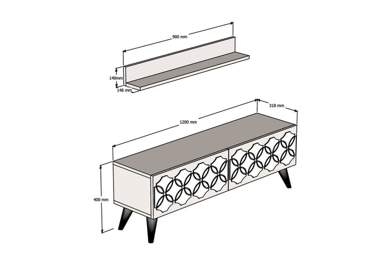 Hovdane TV-Benk 120 cm - Hvit - Møbler - TV- & Mediamøbler - TV-møbelsett