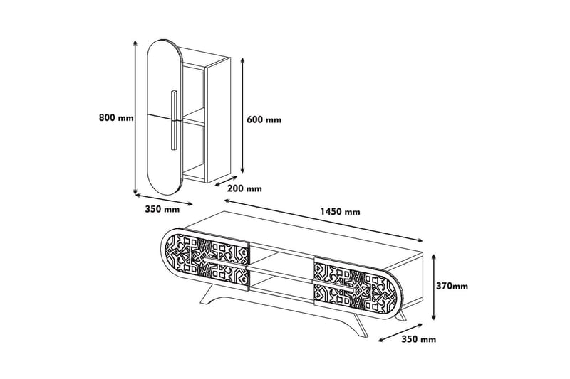 Hovdane TV-Benk 145 cm - Brun/Gul - Møbler - TV- & Mediamøbler - TV-møbelsett