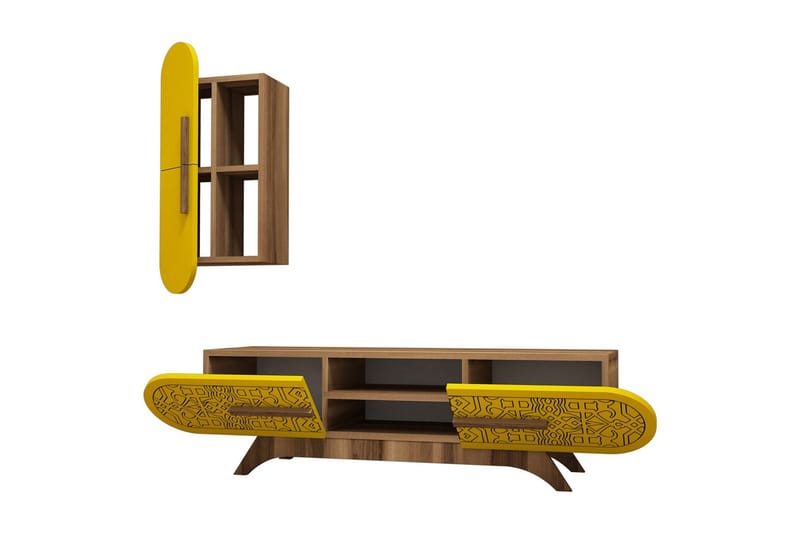 Hovdane TV-Benk 145 cm - Brun/Gul - Møbler - TV- & Mediamøbler - TV-møbelsett