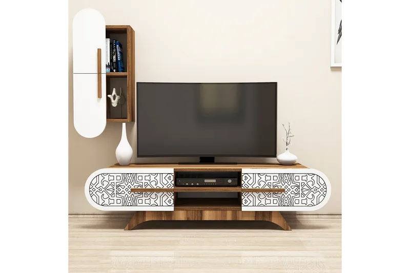 Hovdane TV-Benk 145 cm, Brun/Hvit