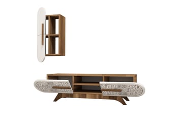 Hovdane TV-Benk 145 cm - Brun/Hvit - Møbler - TV- & Mediamøbler - TV-møbelsett