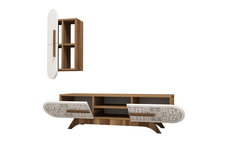 Hovdane TV-Benk 145 cm - Brun/Hvit - Møbler - TV- & Mediamøbler - TV-møbelsett
