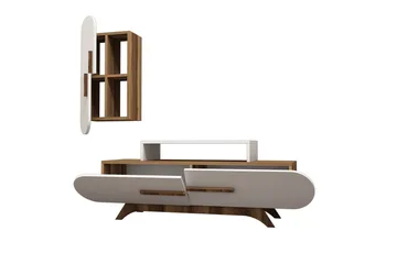 Hovdane TV-Benk 145 cm - Brun/Hvit - Møbler - TV- & Mediamøbler - TV-møbelsett