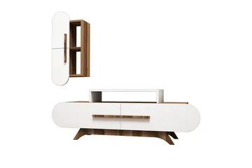 Hovdane TV-Benk 145 cm - Brun/Hvit - Møbler - TV- & Mediamøbler - TV-møbelsett