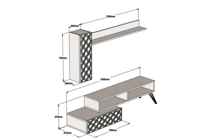 Hovdane TV-Benk 150 cm - Brun/Gul - Møbler - TV- & Mediamøbler - TV-møbelsett