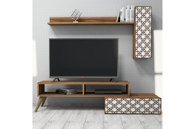 Hovdane TV-Benk 150 cm - Brun/Hvit - Møbler - TV- & Mediamøbler - TV-møbelsett