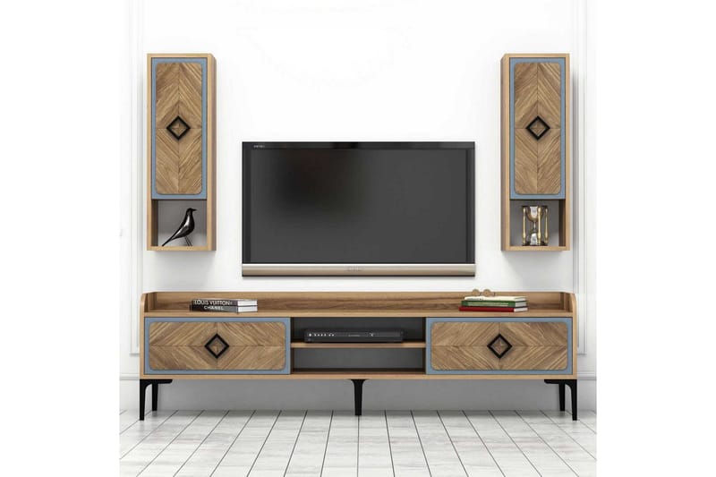 Hovdane TV-Benk 180 cm - Brun/Blå - Møbler - TV- & Mediamøbler - TV-møbelsett