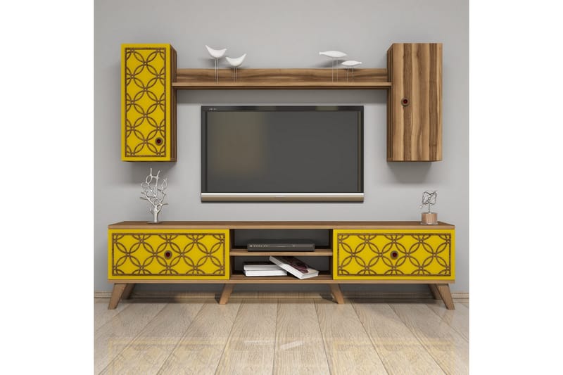 Hovdane TV-Benk 180 cm - Brun/Gul - Møbler - TV- & Mediamøbler - TV-møbelsett
