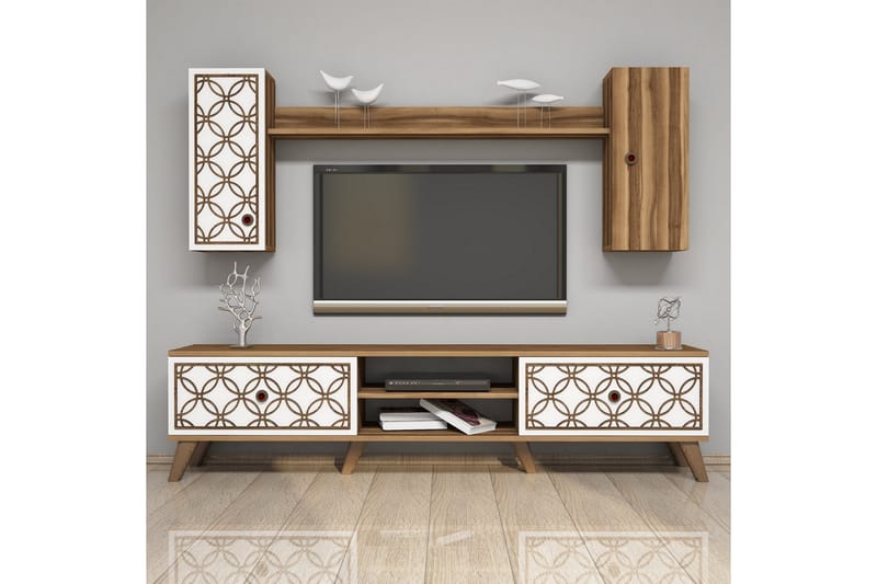 Hovdane TV-Benk 180 cm - Brun/Hvit - Møbler - TV- & Mediamøbler - TV-møbelsett