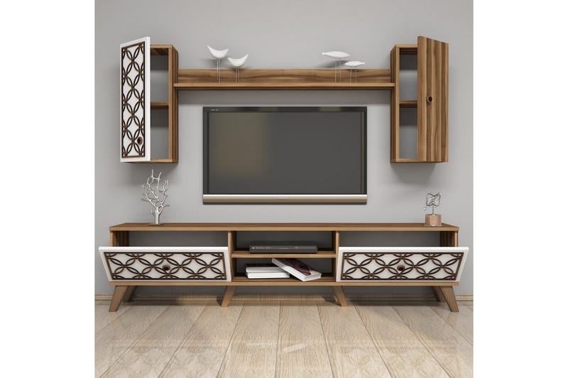 Hovdane TV-Benk 180 cm - Brun/Hvit - Møbler - TV- & Mediamøbler - TV-møbelsett
