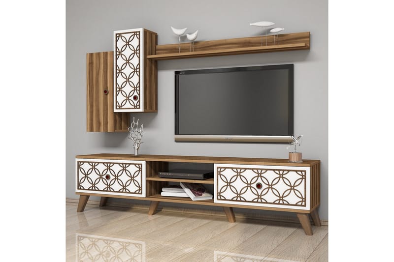 Hovdane TV-Benk 180 cm - Brun/Hvit - Møbler - TV- & Mediamøbler - TV-møbelsett