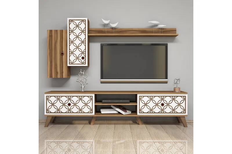 Hovdane TV-Benk 180 cm, Brun/Hvit