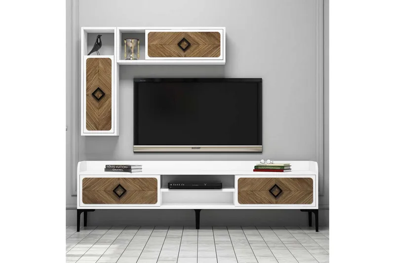 Hovdane TV-Benk 180 cm - Hvit/Brun - Møbler - TV- & Mediamøbler - TV-møbelsett