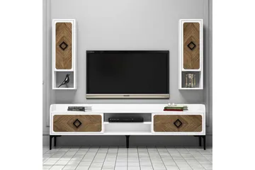 Hovdane TV-Benk 180 cm - Hvit/Brun - Møbler - TV- & Mediamøbler - TV-møbelsett