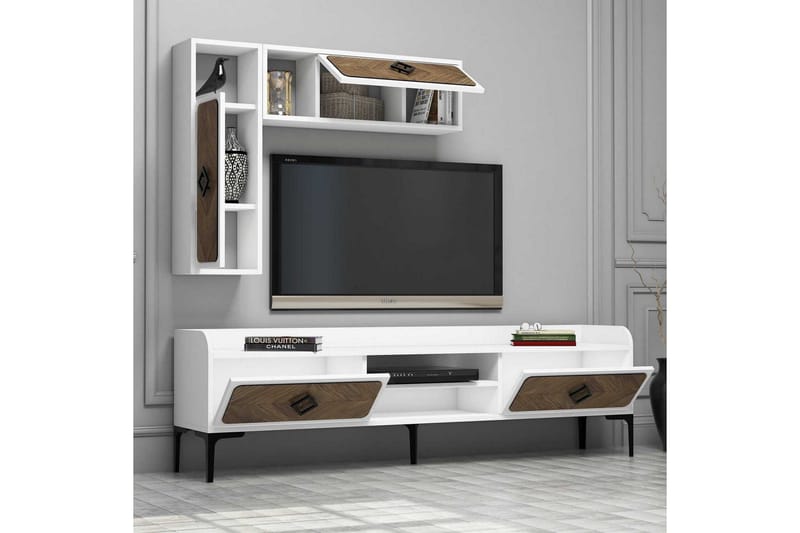 Hovdane TV-Benk 180 cm - Hvit/Brun - Møbler - TV- & Mediamøbler - TV-møbelsett