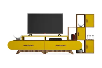 Hovdane TV-Benk 205 cm - Brun/Gul - Møbler - TV- & Mediamøbler - TV-møbelsett