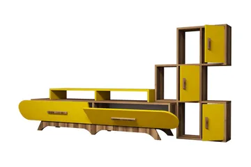 Hovdane TV-Benk 205 cm - Brun/Gul - Møbler - TV- & Mediamøbler - TV-møbelsett