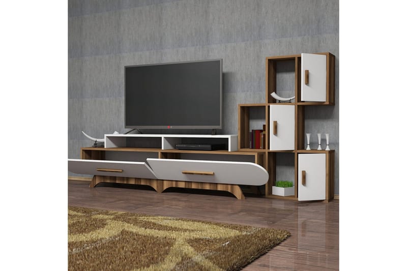 Hovdane TV-Benk 205 cm - Brun/Hvit - Møbler - TV- & Mediamøbler - TV-møbelsett
