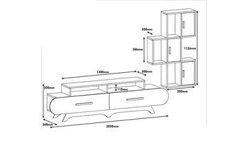 Hovdane TV-Benk 205 cm - Brun/Hvit - Møbler - TV- & Mediamøbler - TV-møbelsett