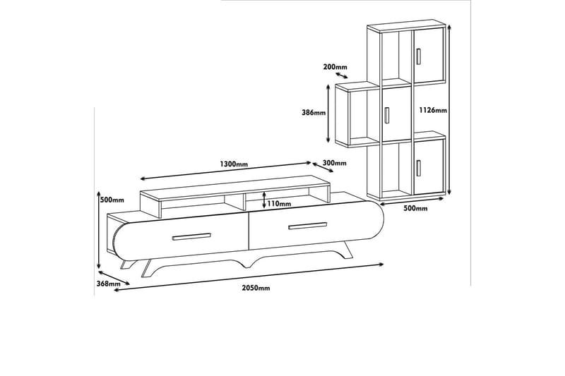 Hovdane TV-Benk 205 cm - Brun/Hvit - Møbler - TV- & Mediamøbler - TV-møbelsett